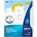 8-Tab Printable Document Dividers Set with Large and Standard Labels - White