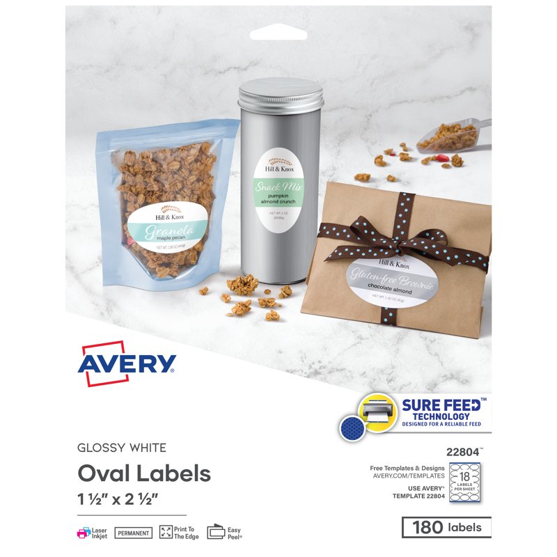 Printable Oval Labels White 1.5 x 2.5 Inches Glossy Pack of 180+