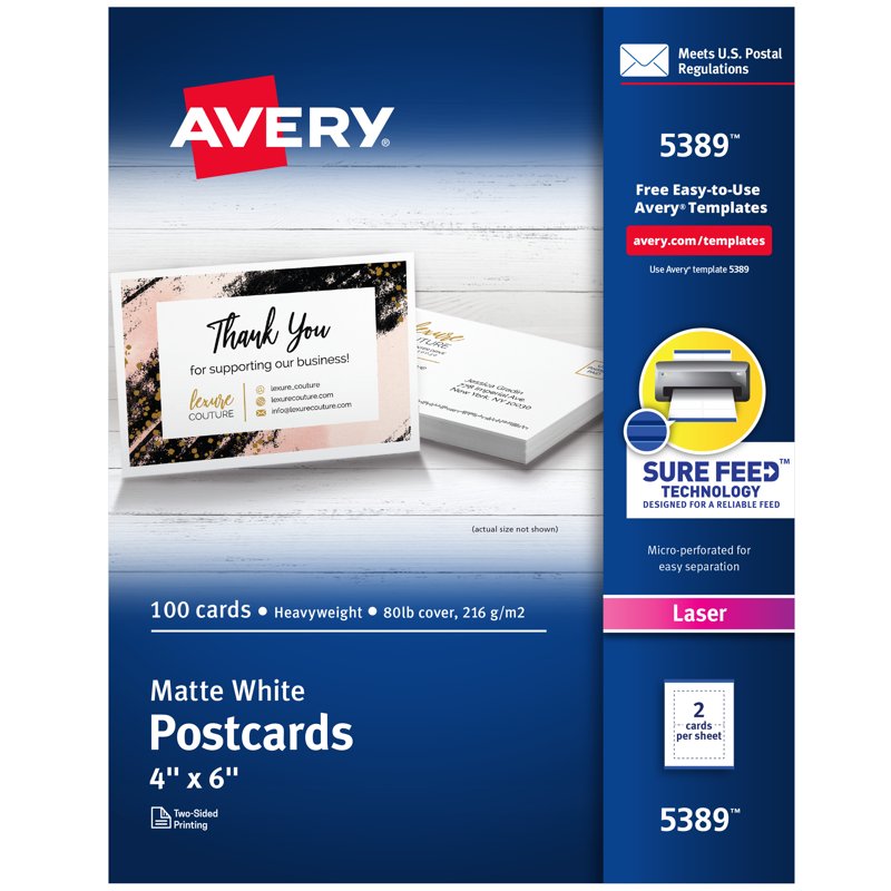 Printable Postcards Set 4x6 Inches for Custom Mailings - 100 Sheets