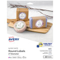 2-Inch Glossy White Round Labels - 60 Pack for Packaging & Crafts