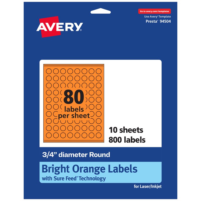 Bright Orange Round Labels - Customizable 0.75" Diameter Sticker Sheets