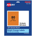 Bright Orange Round Labels - Customizable 0.75" Diameter Sticker Sheets