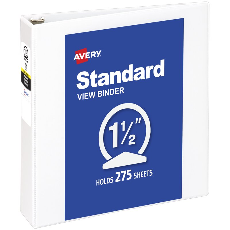 1.5-Inch Round Ring View Binder - White, 275-Sheet Capacity, Light Use