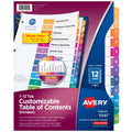 Multi-Color Tab Dividers for Organizing Projects - 12-Tab Set, Customizable