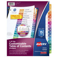 Multi-Color Table of Contents Dividers for Binders - 20% Recycled, 1-15 Tabs