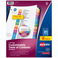 Office Binder Dividers with Tabs and Printable Table of Contents - 6 Sets of 31
