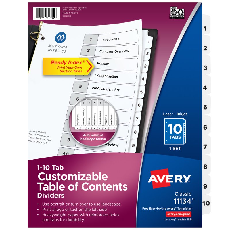 Binder Dividers with Tabs - Refillable Index Page, Reinforced Holes, Pack of 3 or 2 or Single