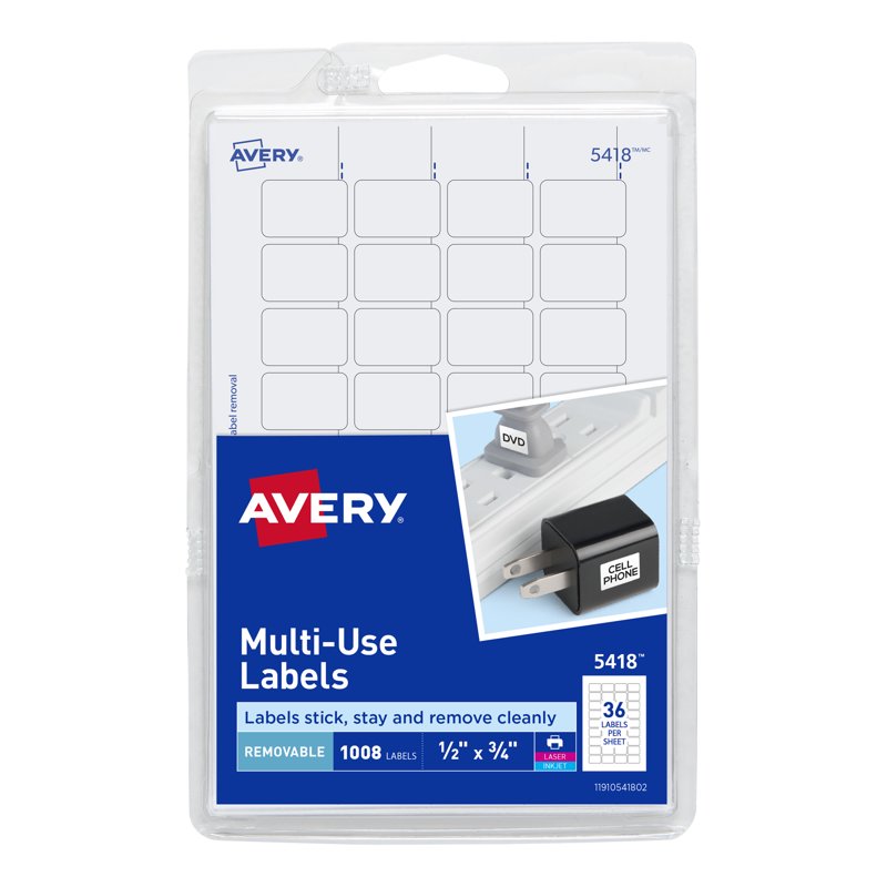 Removable Labels 1/2 x 3/4 Inch - Pack of 1,008 Customizable Adhesive Labels