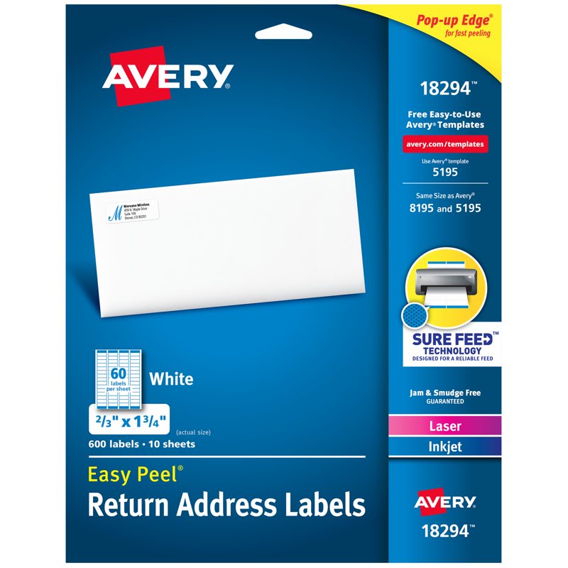 Bulk Address Labels - 2/3 x 1-3/4 Inch Printable Sticker Sheets, 600 Labels per Pack