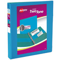 1-Inch Slant Ring Binder with Two-Tone Blue and Teal Cover, Holds 250 Sheets