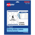 Glossy White Round Labels with Sure Feed Technology for Laser & Inkjet Printers, 3-Inch Diameter, Multiple Pack Sizes