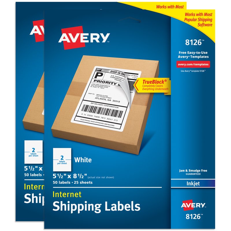 Shipping Labels 5.5 x 8.5 Inches - White Printable Self-Adhesive Pack of 100