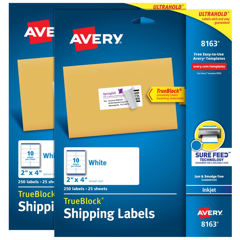 2-Inch x 4-Inch White Shipping Labels 500 Pack - Printable & Durable