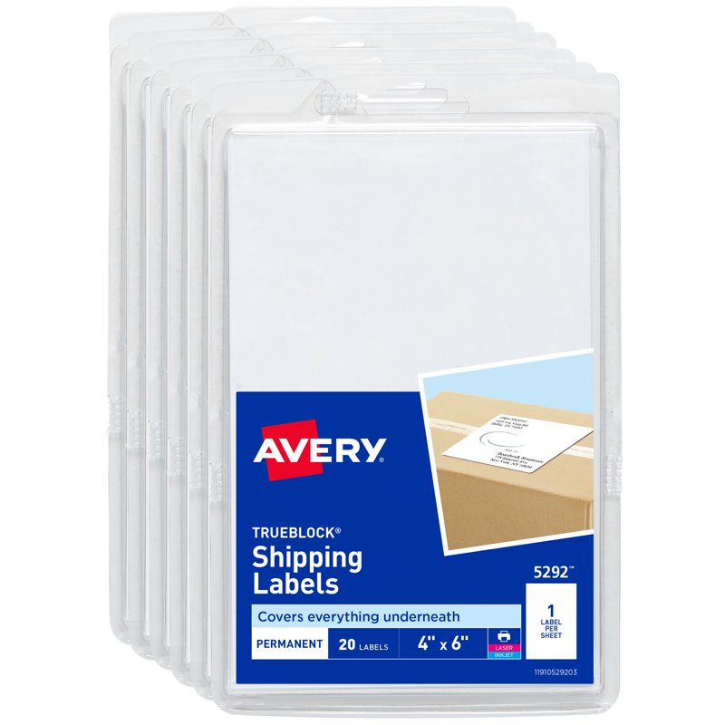 4x6 Shipping Labels with Permanent Adhesive, White, 120 Pack