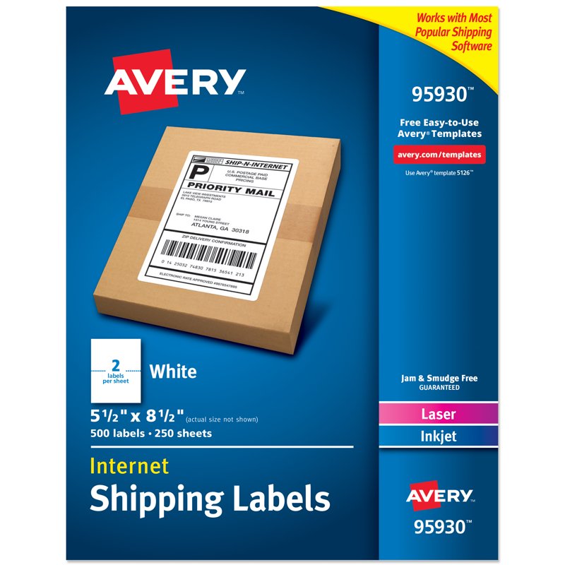 White Shipping Labels 5.5 x 8.5 Inches - Permanent Adhesive - Pack of 500+