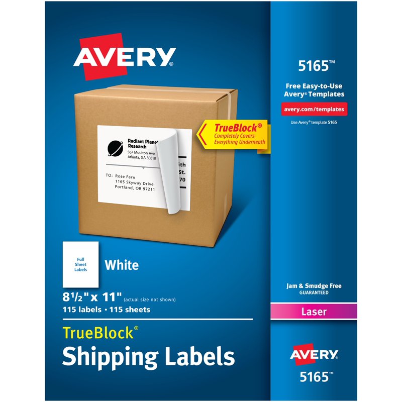 Laser Printable Shipping Labels 8.5 x 11 White Pack of 100
