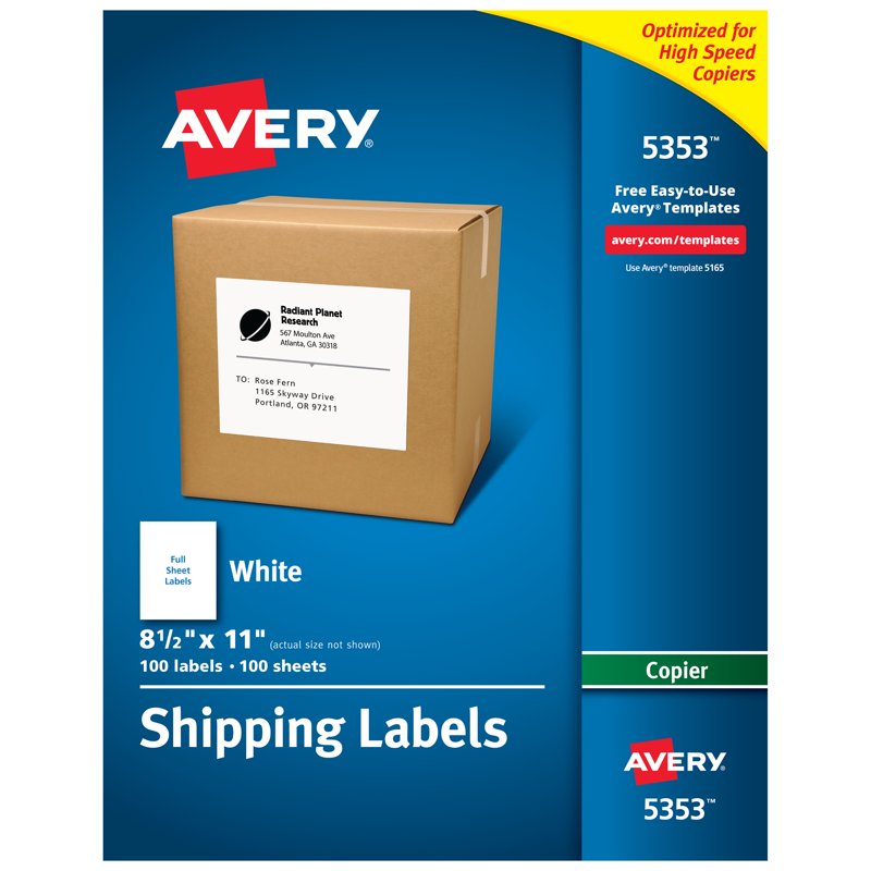 Full Page Shipping Labels for Copiers - 8.5 x 11 Inches, Permanent Adhesive, Pack of 100+