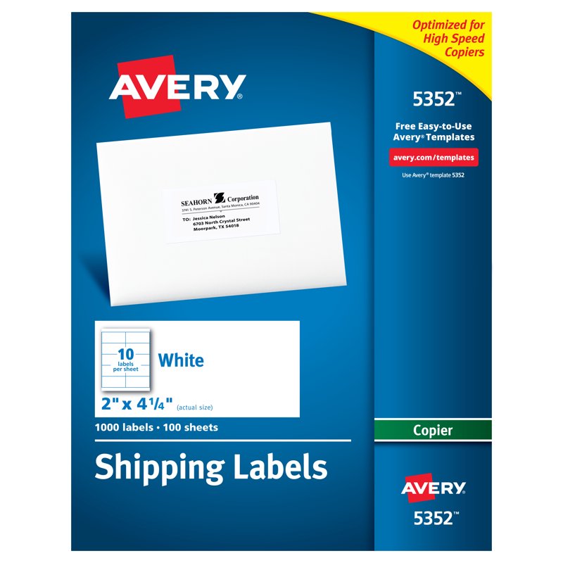 Avery Shipping Labels for Copiers 2x4-1/4 Inches Permanent Adhesive 1,000 Labels