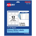 White Glossy Square Labels with Sure Feed - Customizable 2x2 Inch