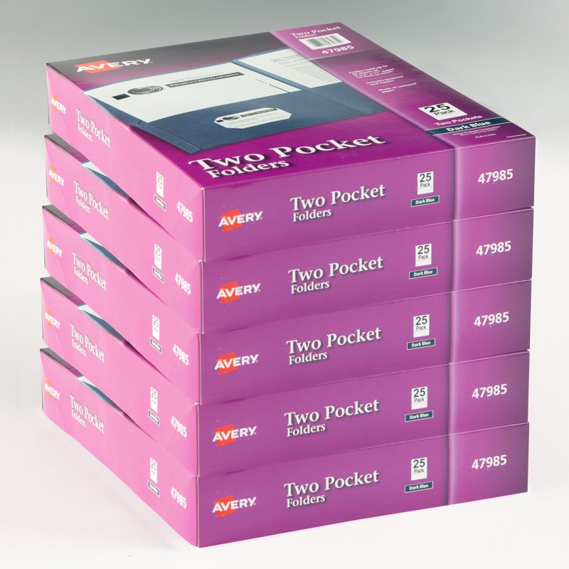 Blue Two Pocket Folders Pack of 25 - Holds 40 Sheets Each, Office & School Use