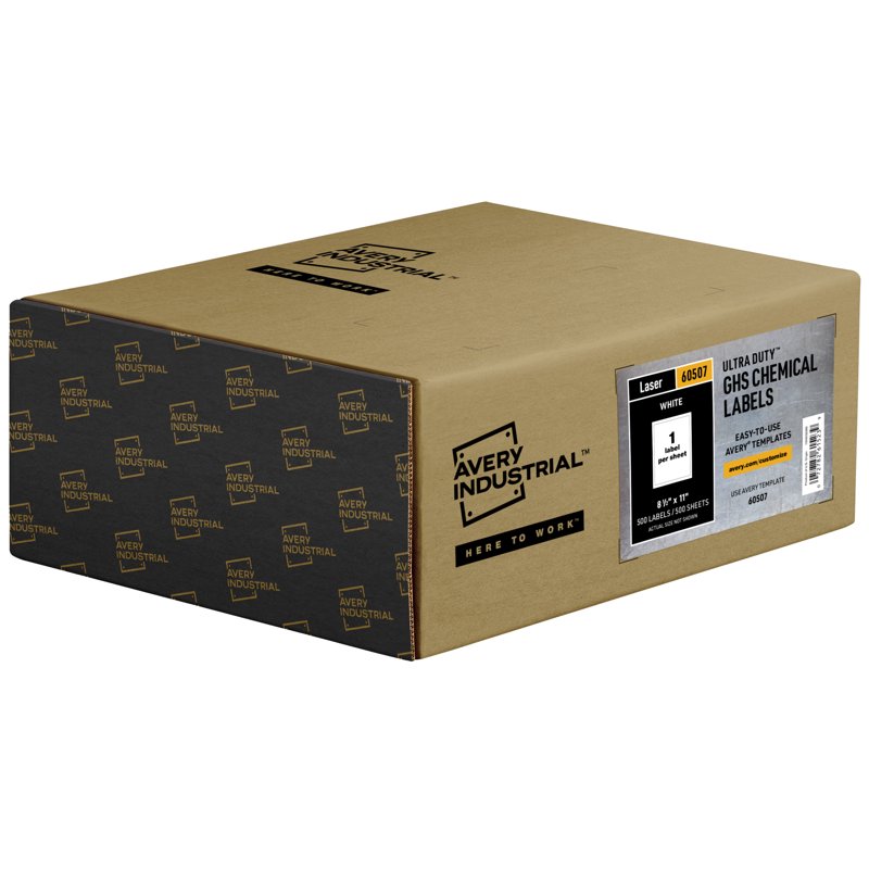 Waterproof GHS Chemical Labels with Permanent Adhesive - 8.5 x 11 Inches, 500 Labels