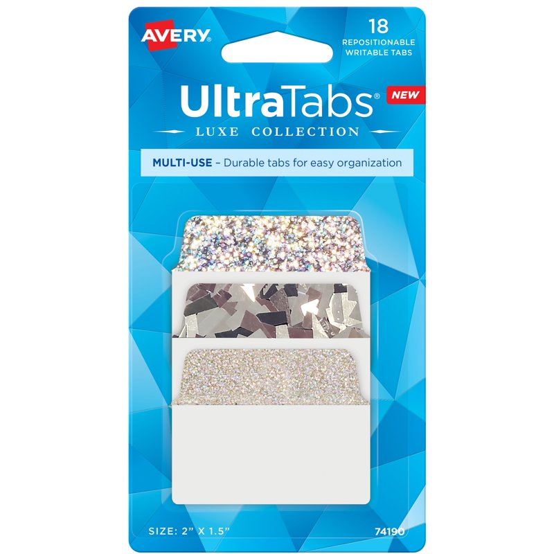 Repositionable Write-On Silver Tab Set - Multi-Use 2x1.5 Inch, 18 Pack