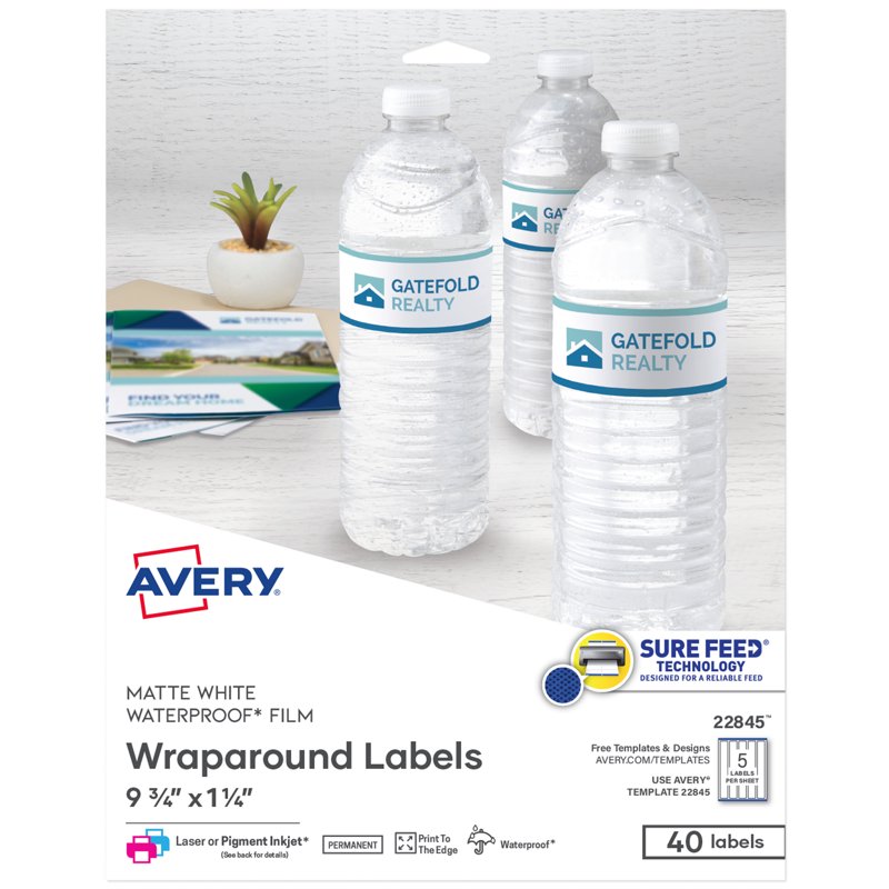 Waterproof White Label Stickers 1.25x9.75 Inches - 40 Pack for Bottles & Projects