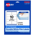 Waterproof White Rectangle Labels - 2x4 Inch Durable Sticker Sheets for Packaging, Food, and Crafts
