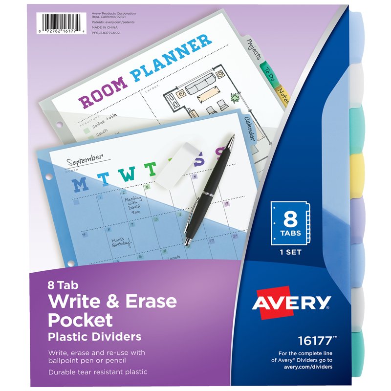 Write & Erase Binder Dividers 8-Tab Multicolor - Reusable Plastic Page Separators