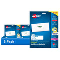 Avery Address Labels 1-1/3" x 4" Matte White Laser Inkjet 140 Labels 5 Pack
