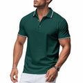 Men's Short Sleeve Button-Down Golf Shirts with Classic Stripe Design
