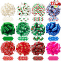 Christmas Gift Wrap Bows - 12 Pcs Holiday Ribbon Bows for Gift Packaging