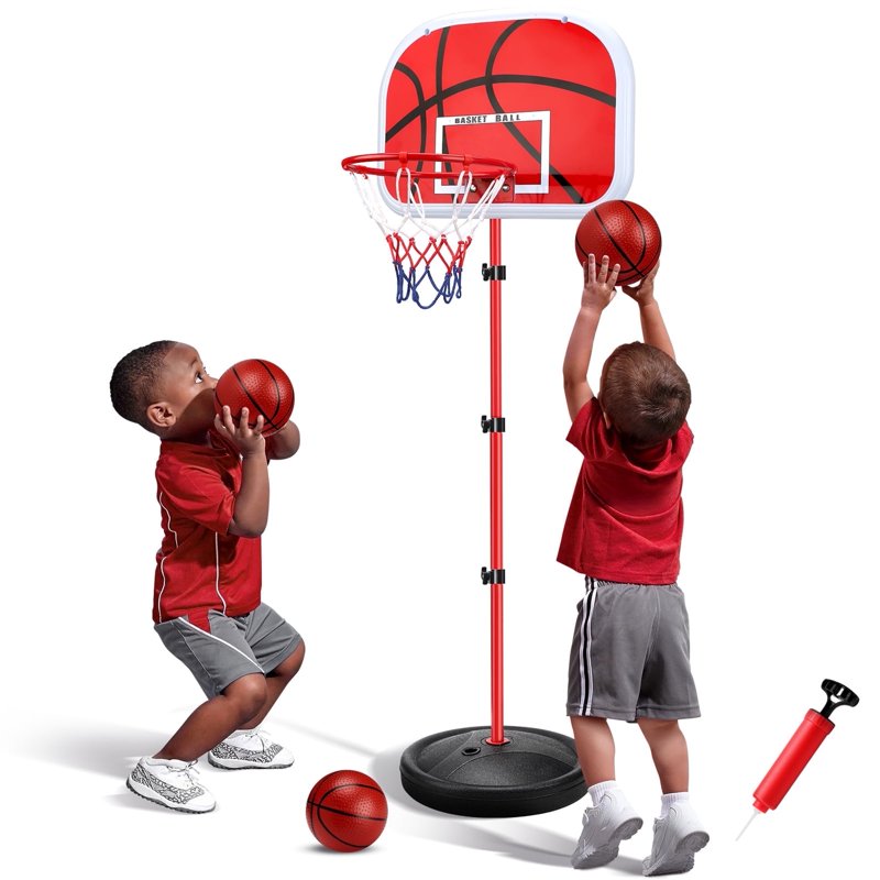 Kids Indoor & Outdoor Adjustable Basketball Hoop Set - Portable 2.8-5 FT