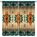 Southwestern Aztec Curtain Set - Geometric Boho Window Drapes for Living Room & Bedroom