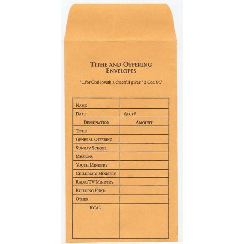 Tithe & Offering Envelopes 3.5x6.5 Buff 100 Pack for Churches & Donations