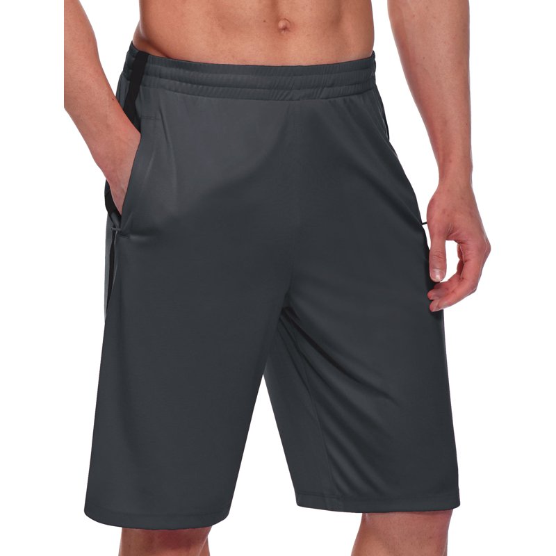 Men's Athletic Basketball Shorts with Zipper Pockets - Lightweight Workout Gym Shorts