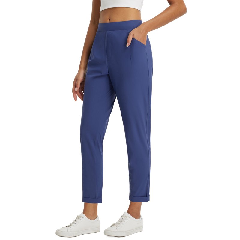 Navy Blue Ankle Length Work Pants for Women - Baleaf Petite Dressy Casual Golf Stretch