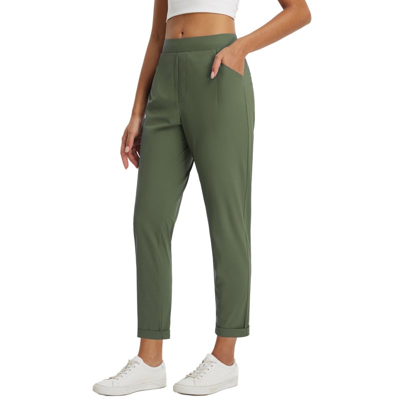 Womens Golf Pants with Pockets Ankle 7/8 Slim Fit 2XL Green