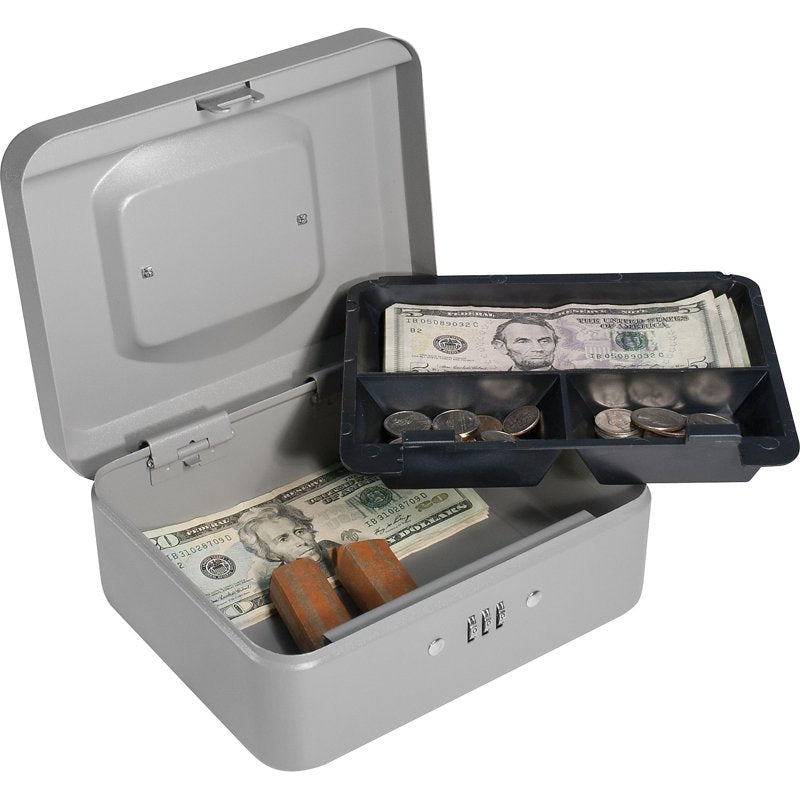 Small Cash Box with Combination Lock, 8-Inch Steel Security Storage