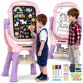 Kids Art Easel for Drawing & Painting - Adjustable Double-Sided Magnetic Whiteboard & Chalkboard, Creative Toddler Art Station