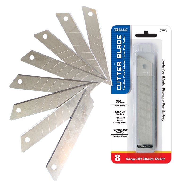 Replacement Blade Set for Utility Knives - 18mm Wide Stainless Steel Cutter Blades