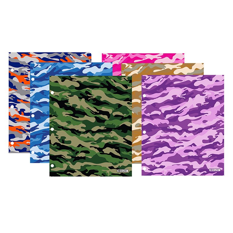 Camouflage Paper 2-Pocket Folder for School & Office Supplies - Bulk 48-Pack