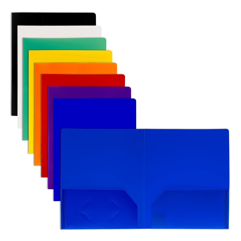 Poly Pocket Folder Set - 8 Durable Letter-Size File Folders