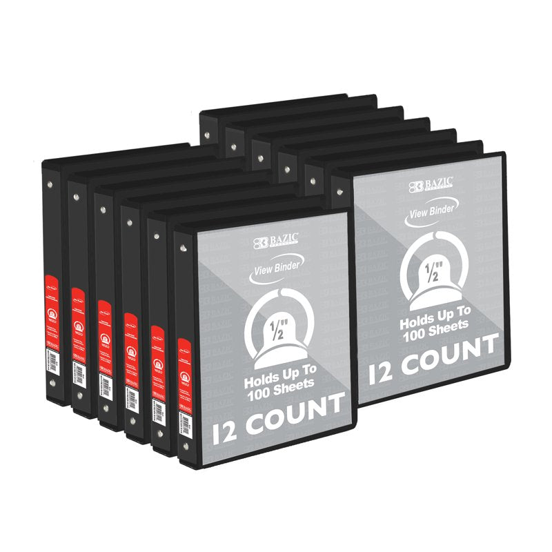 Economy View 3-Ring Binder Set - Black, Holds 100 Sheets, Various Sizes & Colors