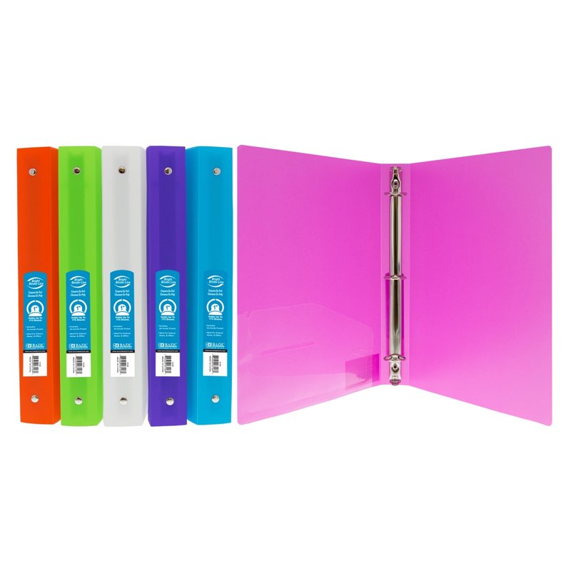 3-Ring Binders Set - 1 Inch Capacity, Soft Cover, Multi-Color Assortment