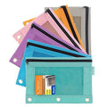 3-Ring Pencil Pouch with Mesh Window - Pastel Color, 6-Pack