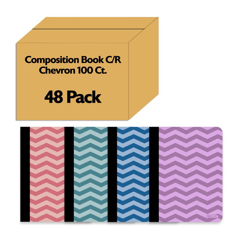 Chevron Composition Notebook College Ruled 100 Sheets Assorted Colors 48 Pack