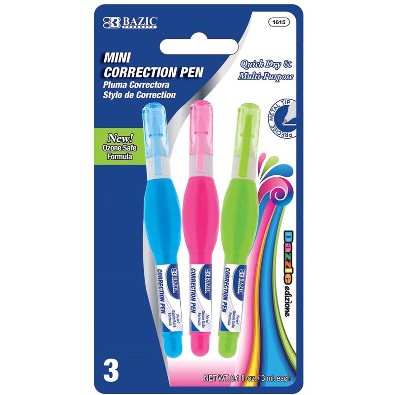 Mini Correction Pen Set - 3 mL White-Out Pens for Precise Edits, 24-Pack