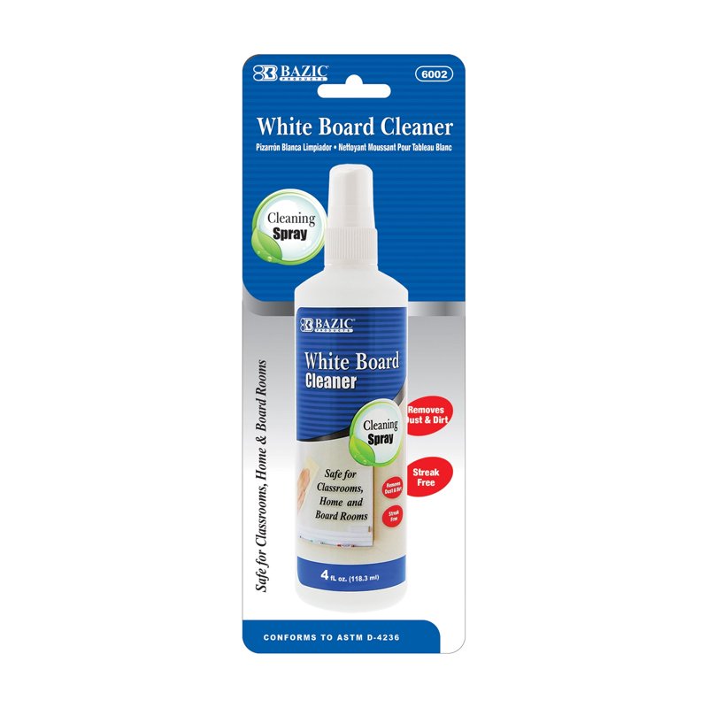Dry Erase Whiteboard Cleaner Spray - Low-Odor, Multi-Surface, 4 oz | 1/24/72/2 Pack
