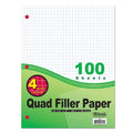 Quad-Ruled Loose Leaf Paper 100 Sheets for Binders, School & Office
